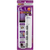 朝日電器 LEDランプスイッチ付タップ ヨコ WLS-LY410MB(W) 1個