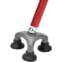 角利産業 ライト付 折りたたみステッキ 3点杖 レッド 4694（直送品）