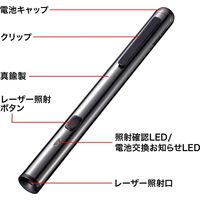 サンワサプライ レーザーポインター LP-GL1015BK 緑色レーザー ペン型 単4乾電池×2 連続使用80時間（直送品）