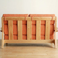 【車上渡し】 関家具 ソファ 極しゃもじ タモナチュラル/ピラティスオレンジ 幅1646mm SYAMOJI165TNPRO 1台（直送品）