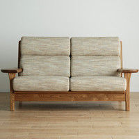 【車上渡し】 関家具 ソファ 極しゃもじ イエローオーカー/ストロークアイボリー 幅1646mm SYAMOJI165YOW 1台（直送品）