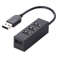 USBハブ USB-A×4ポート 10cm 磁石付 スイングコネクタ USB2.0 黒 U2H-TZ426BBK エレコム 1個（直送品）