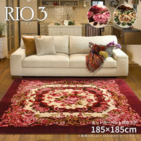 萩原 ホットカーペットカバー リオ3 幅1850×奥行1850mm ワイン 240588301 1枚（直送品）