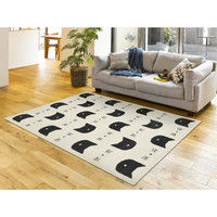 萩原 ウィルトンラグ SWING キャットパターン 幅1200×奥行1700mm ホワイト 240608020 1枚（直送品）