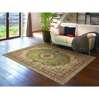 萩原 ウィルトンラグ シャハリヤ 幅2400×奥行2400mm グリーン 240611526 1枚（直送品）