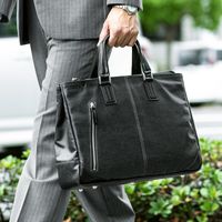 サンワダイレクト ビジネスバッグ（日本製・豊岡製・岡山デニム使用・撥水加工・ショルダーベルト付・ブラック） 200-BAG140BK 1個（直送品）