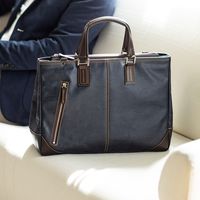 サンワダイレクト ビジネスバッグ（日本製・豊岡製・岡山デニム使用・撥水加工・ショルダーベルト付・ネイビー） 200-BAG140NV 1個（直送品）