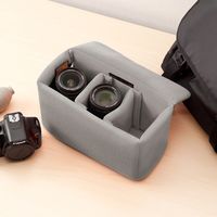 サンワダイレクト インナーカメラバッグ（ソフトクッションボックス・ワイドサイズ・グレー） 200-BG019LGY 1個（直送品）