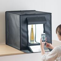 サンワダイレクト 撮影キット（撮影スタジオ・撮影ボックス・LEDライト付6000ルーメン・50×50cm・折りたたみ可能） 200-DG016 1個（直送品）