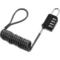 サンワダイレクト カールコード一体型南京錠（バッグ・サドル盗難防止・ダイヤル錠・セキュリティーワイヤー） 200-SL029BK 1個（直送品）