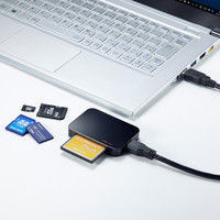 サンワダイレクト USB3.0マルチカードリーダー（コンパクト・microSDXC/SDXC/CF対応・ブラック） 400-ADR304BK 1個（直送品）