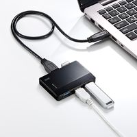 サンワダイレクト USB3.0ハブ（4ポート・バスパワー・PS4対応・薄型・独立ポート付・ブラック） 400-HUB025 1個（直送品）
