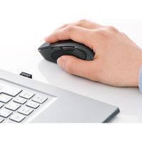 サンワダイレクト ワイヤレスマウス（エルゴノミクス・ブルーLED光学式・5ボタン・DPI切替・ミドルサイズ・ブラック） 400-MA103BK 1個（直送品）