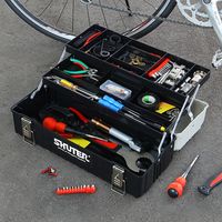 サンワダイレクト 工具箱（ツールボックス・整理・持ち運び・2段トレー付き・プラスチック） 800-BYBOX2BK 1個（直送品）