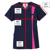 フォーク レディスジップスクラブ ダークネイビー×チェリーピンク El 7023SC-27 1枚　スクラブ