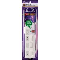 朝日電器 耐雷フラットスイッチ付タップ4P3m WBS-LS403F(W) 1個