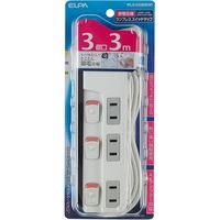 朝日電器 ランプレススイッチ付タップ3P3m WLS-U33EB(W) 1個