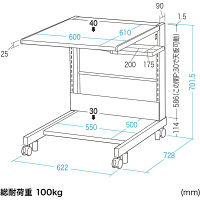 サンワサプライ スマートラック 幅600×奥行700×高さ700mm グレー RAC-267 1台（直送品）