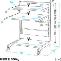 サンワサプライ スマートラック 幅600×奥行700×高さ1000mm グレー RAC-268 1台（直送品）