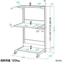 サンワサプライ スマートラック 幅600×奥行700×高さ1540mm グレー RAC-269 1台（直送品）