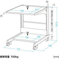 サンワサプライ スマートラック 幅750×奥行700×高さ700mm グレー RAC-270 1台（直送品）