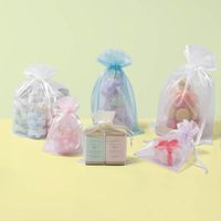 【ケース販売】HEIKO 巾着袋 オーガンジーバッグ M アイボリー 008705041  1ケース(10枚×10束 計100枚)（直送品）