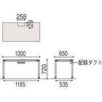 【組立設置込】イトーキ オフィス デスク パーソナルテーブル角型（キャスター脚）配線口タイプ幅1300×奥行650×高さ720mm 1台（直送品）