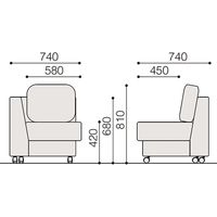 【組立設置込】イトーキ オフィス用 ソファ 1人掛 ローバック ダークグレー 幅740×奥行740×高さ810mm 1台（直送品）