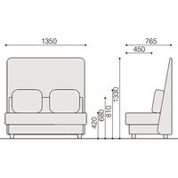 【組立設置込】イトーキ オフィス用 ソファ 2人掛 ハイバック レッドダークグレー 幅1350×奥行765×高さ1330mm 1台（直送品）