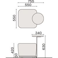 【組立設置込】イトーキ オフィス用 ソファ 1人掛 スクエアタイプ テーブル付 アジャスター付 ビニールレザー張り サンドベージュ 幅755mm 1台（直送品）