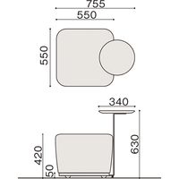 【組立設置込】イトーキ オフィス用 ソファ 1人掛 スクエアタイプ テーブル付 キャスター付 布地張り ショコラブラウン 幅755mm 1台（直送品）