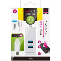 ナカバヤシ Type-C/USB3.1Gen1/3ポートハブ/30cm/ホワイト UH-C3133W 1個（直送品）