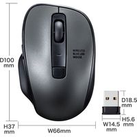 ワイヤレスマウス　無線　静音　5ボタン　中型サイズ　ブルーLED　MA-WBL134GM　サンワサプライ　1個