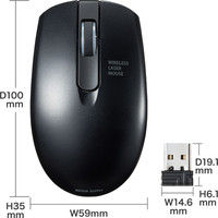 ワイヤレスマウス　無線　静音　3ボタン　中型サイズ　レーザー　MA-WLS131BK　サンワサプライ　1個（直送品）