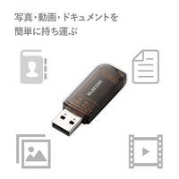 USBメモリ 8GB USB2.0対応 キャップ式 セキュリティ機能対応 ストラップホール付 ブラック MF-HMU208GBK エレコム 1個
