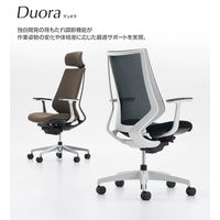 【組立設置込】コクヨ デュオラ ヘッドレスト付 可動肘 ランバーサポート有 アルミ脚 メッシュ カーペット用 ブラック×ブラック 1脚（直送品）