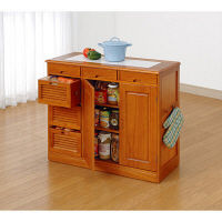 ファミリー・ライフ 天然木野菜収納庫付きキッチンワゴン ワイド ホワイト 0254420（直送品）