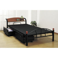 ファミリー・ライフ 木製棚・引出し付きパイプベッド シングル ブラウン 0269130（直送品）