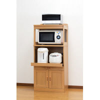 ファミリー・ライフ 木製スライド棚付きレンジ台 ロータイプナチュラル 0337420（直送品）