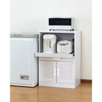 ファミリー・ライフ 木製スライド棚付きレンジ台 ハイタイプホワイト 0337510（直送品）