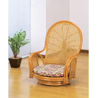 ファミリー・ライフ 天然籐ハイバック回転座椅子ハイタイプ 03194（直送品）