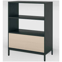 【組立設置込】コクヨ エディア フリーパネル 3段下段パネル 幅900×奥行450×高さ1200mm ブラック×ホワイトナチュラル 1台（直送品）