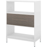 【組立設置込】コクヨ エディア フリーパネル 3段中段パネル 幅900×奥行450×高さ1200mm ホワイト×アッシュブラウン 1台（直送品）