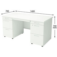 コクヨ インベントデスク INVENT 両袖机 幅1400×奥行700×高さ700mm ホワイト/ホワイト TKG-DD147SAWPAWNN 1台（4梱包）
