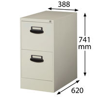 QUEST A4ファイリングキャビネット 2段 ライトグレー 幅388×奥行620×高さ741mm 1台