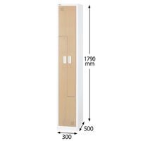 Ceha 抗菌 OAユニットロッカー シリンダー錠 2人用L型扉  オーク×ホワイト 幅300×奥行500×高さ1790mm 1台（取寄品）
