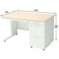 コクヨ インベントデスク INVENT 片袖机 幅1200×奥行700×高さ700mm ホワイトナチュラル/ホワイト TKG-D127SAWM10 1台