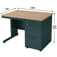 【在庫限り】コクヨ インベントデスク 片袖机 幅1000×奥行700×高さ700mm ラスティックミディアム/ブラック 1台