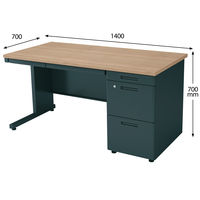 【在庫限り】コクヨ インベントデスク 片袖机 幅1400×奥行700×高さ700mm ラスティックミディアム/ブラック 1台