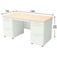 コクヨ インベントデスク INVENT 両袖机 幅1400×奥行700×高さ700mm ホワイトナチュラル/ホワイト TKG-DD147SAWM10 1台